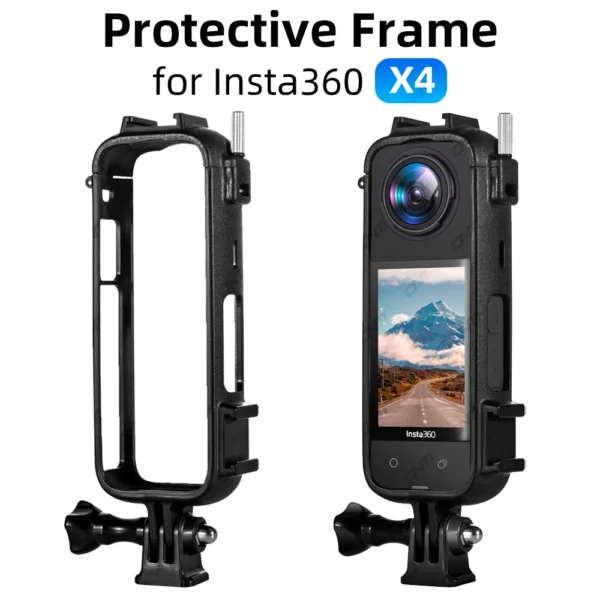 Protective Frame for Insta360 X4 Accessories PC Hard Housing Case for Insta 360 X4 Camera Durable Frame With Cold Shoe Mount